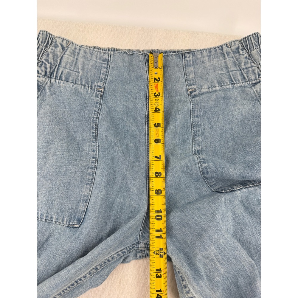 We The Free Breezy Pull On Pants Blue Denim Elastic Waist Boho Resort Women Med - Picture 8 of 11